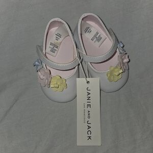 Janie and Jack White Kids Shoes with Floral Accents